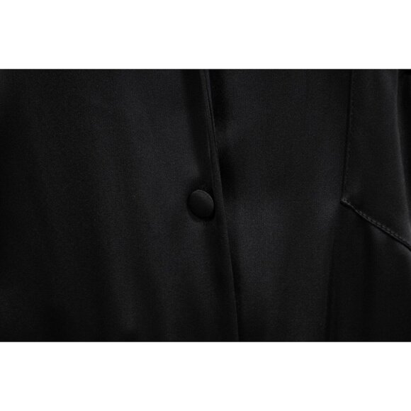 Nanushka Womens Jumpsuit Large Navy Blue Tech Satin Romper Wide Leg Pocket - Picture 5 of 16